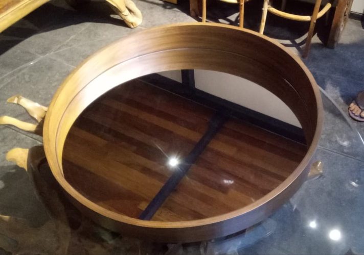 Circular Wooden mirror