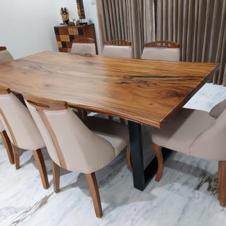 Walnut Live Edge Dining Table With Minor Resin Work