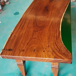 Live Edge Table With Green Resin