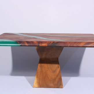 Green Epoxy Solid Wood Desk Top