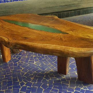 Green Epoxy Table With Oval Shape