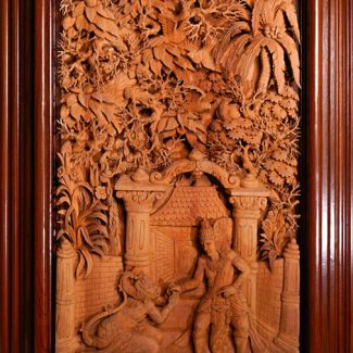 Handmade 3D Carving Of The Lord Ram And Hanuman Frame