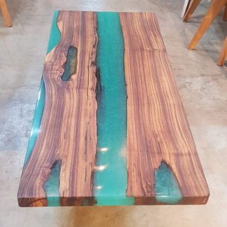 Live Edge-table With Green Epoxy