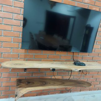 Teak Wood Live Edge Floating Shelf