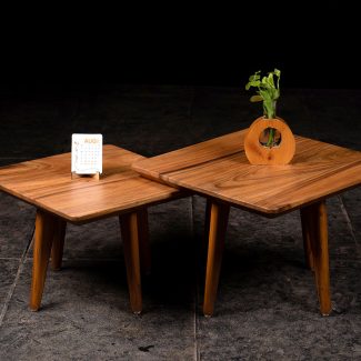 Brown Walnut Table Set Of 2 Pair