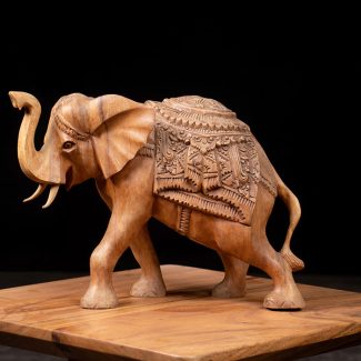 Hand Carved Wood Elephant Sculpture