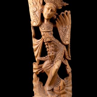 Saraswati Statue Solid Wood Carved Sculpture