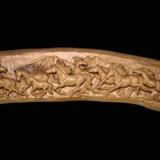 Wall Sculpture Running Horses In Wood