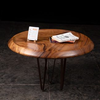 Wood Natural Solid Decorative Medium Circle Coffee Table