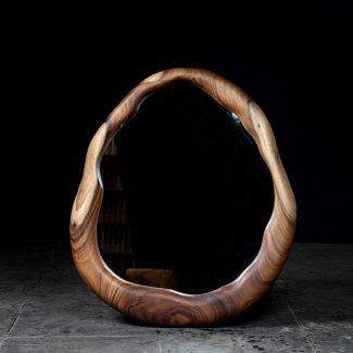 Egg Round Wood Frame Mirror