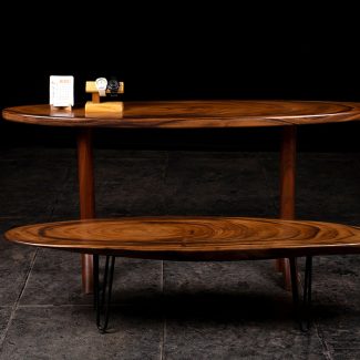 Pair Of Mid Century Walnut Oval Coffee Table