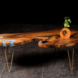 Wooden Table With Metal Legs